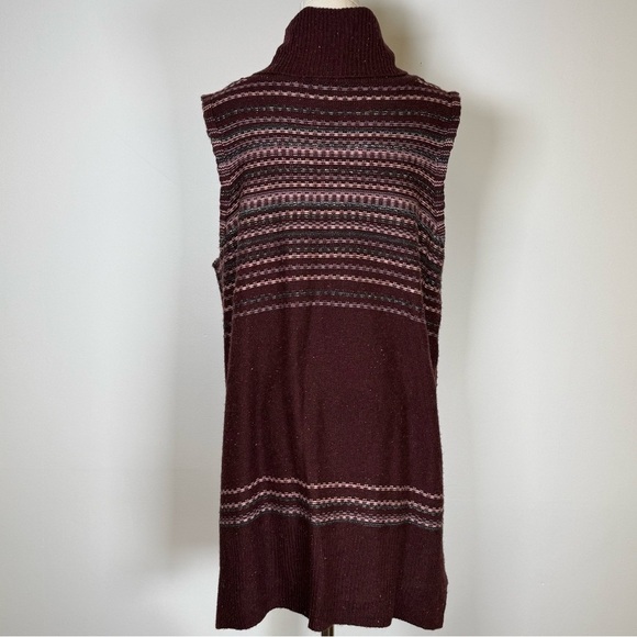 The Limited Striped Maroon Cowl Neck Sweater Vest Wool Blend Women’s Size XL - Picture 4 of 13